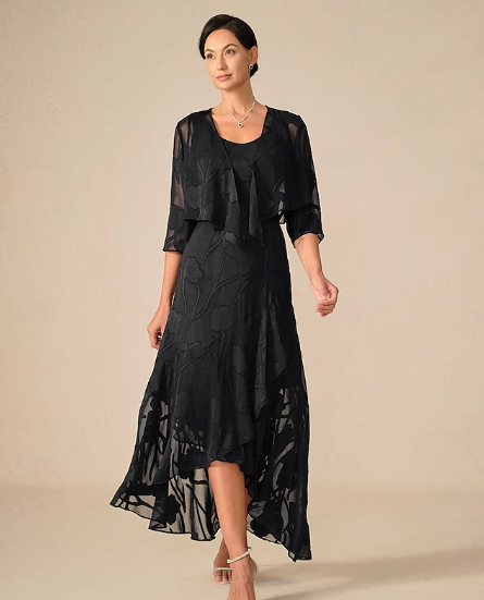 Dames Maxi-jurk met ruches Elegante bruiloft Bruiloftsgasten Avondfeest Bloemen Mouwloos U-hals Zwart Zomer Lente